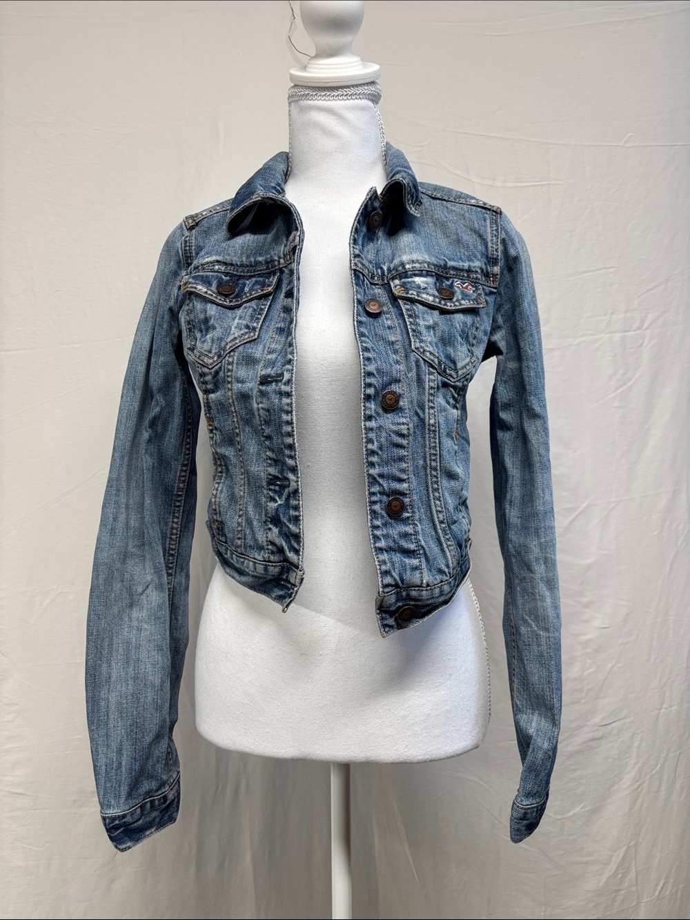 Hollister Light Blue Distressed Denim Jacket